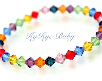 Rainbow Bracelet ~ Girls Crystal Bracelet ~ Swarovski Crystals ~ Toddler Girl Stocking Stuffer ~ Little Girl Jewelry ~ Gift for Little Girl