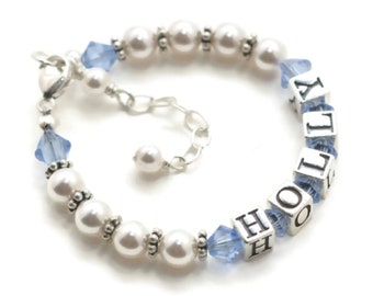 Baby Bracelet Birthstone Personalized Toddler Girl Bracelet Little Girl Jewelry Custom Baby Bracelet Little Girl Birthday Gift for Baby Girl