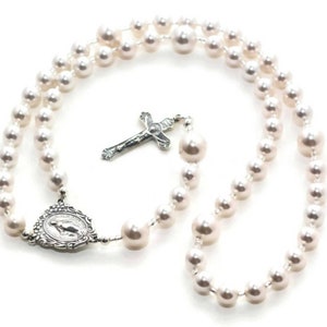 Baby Rosary Beads Baptism Rosary Baptism Gift Baby Boy Rosary Boy Baptism Gift Baby Girl Rosary Pearl Rosary Christening Gifts Prayer Beads image 5