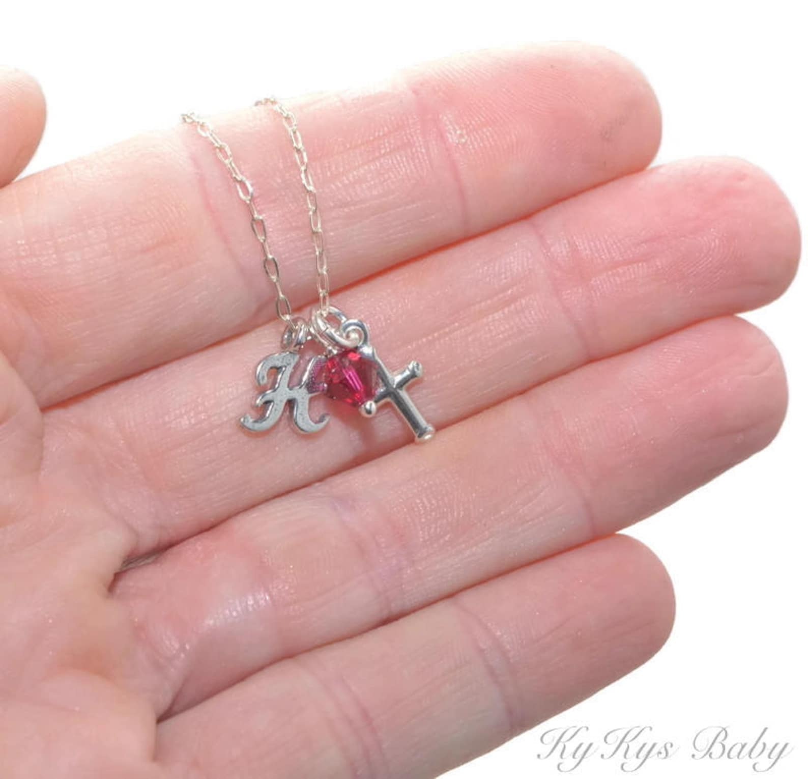 Baptism Necklace for Baby Girl Sterling Silver Cross Necklace Etsy