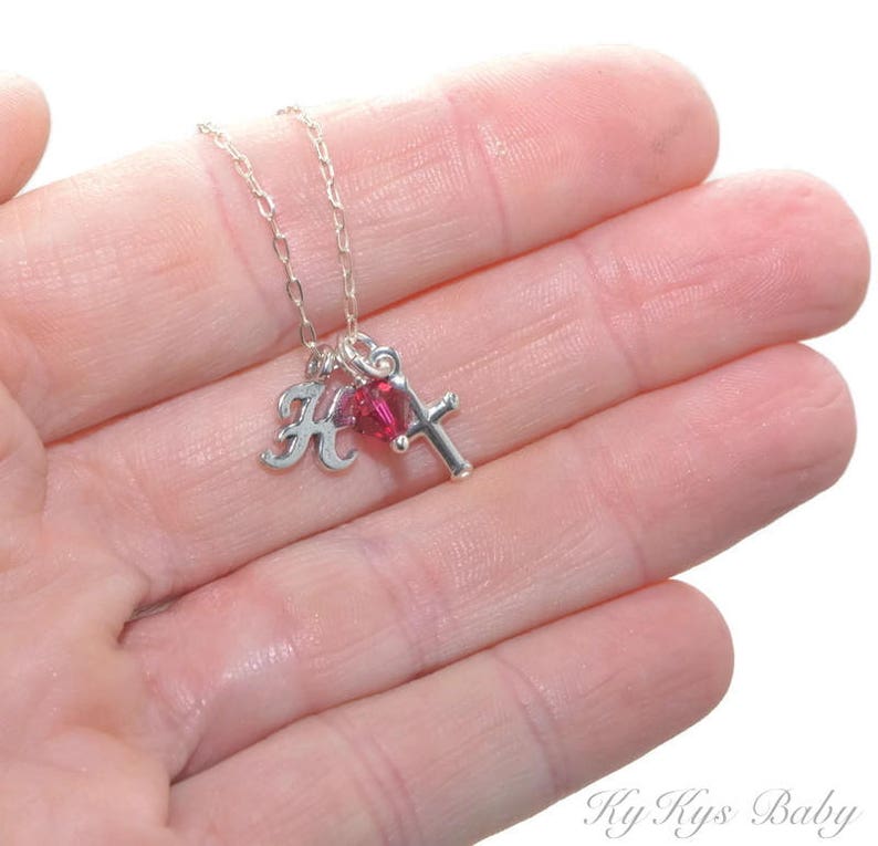 Baptism Necklace for Baby Girl Sterling Silver Cross Necklace Etsy