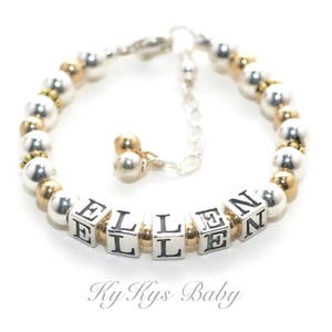 Girl Name Bracelet Baby Girl Baptism Gift Sterling Silver 14k Gold Filled Baby Bracelet Personalized Baby Gift Keepsake Jewelry Bracelets