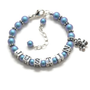 Personalized Baby Jewelry, Baby Boy Bracelet, Baby Boy Gift, Keepsake Bracelet Newborn Girl Gifts, Teddy Bear Bracelet, Baby Shower Gift