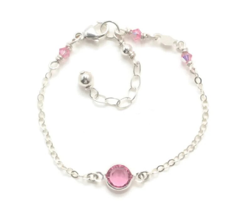 Girls Birthstone Bracelet Baby Bracelets Birthstone Baby Etsy