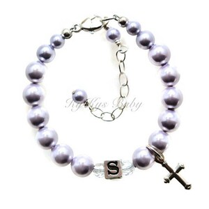 Christening Bracelet - Baby Girl Baptism Gift - Personalized Baby Bracelet - Personalized Cross Bracelet - Baptism Bracelets - FREE Gift Box