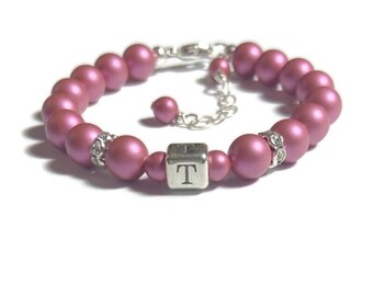 Baby Girl Gift Personalized Pearl Baby Bracelet Sterling Silver Initial Bracelet for Girl Little Girl Gifts Baby Boy Gift Keepsake Baby Gift
