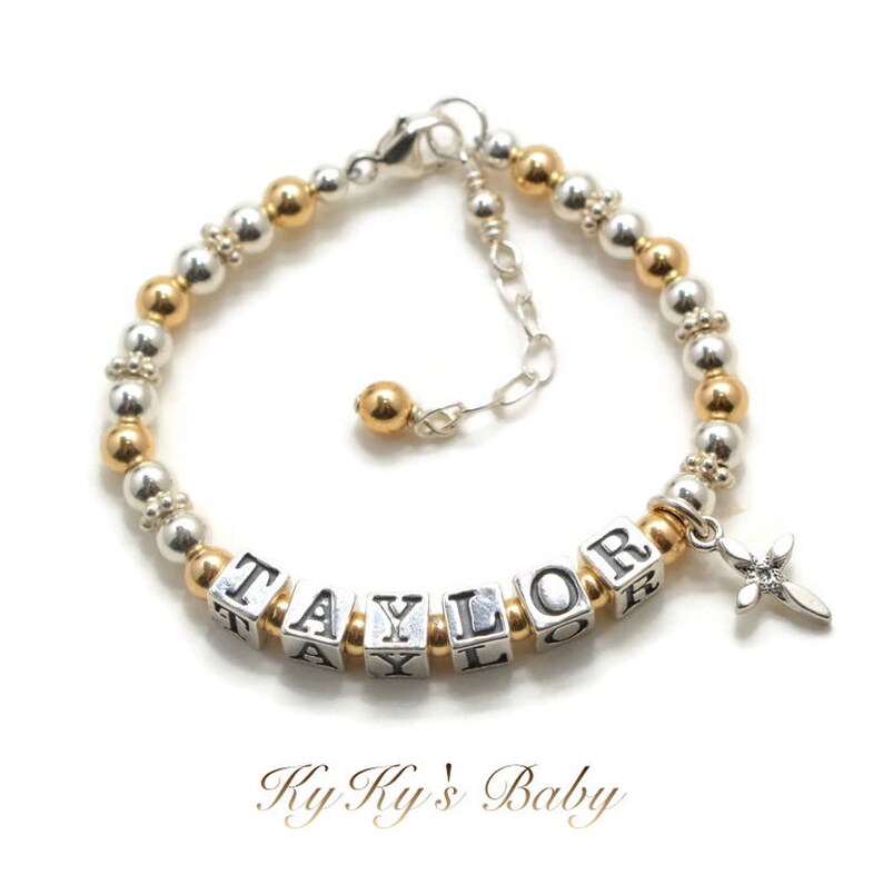 Baptism Gifts Customized Gold Baby Bracelet Baby Name Bracelets Christening Gifts Baby Cross Bracelet Baby Bracelets