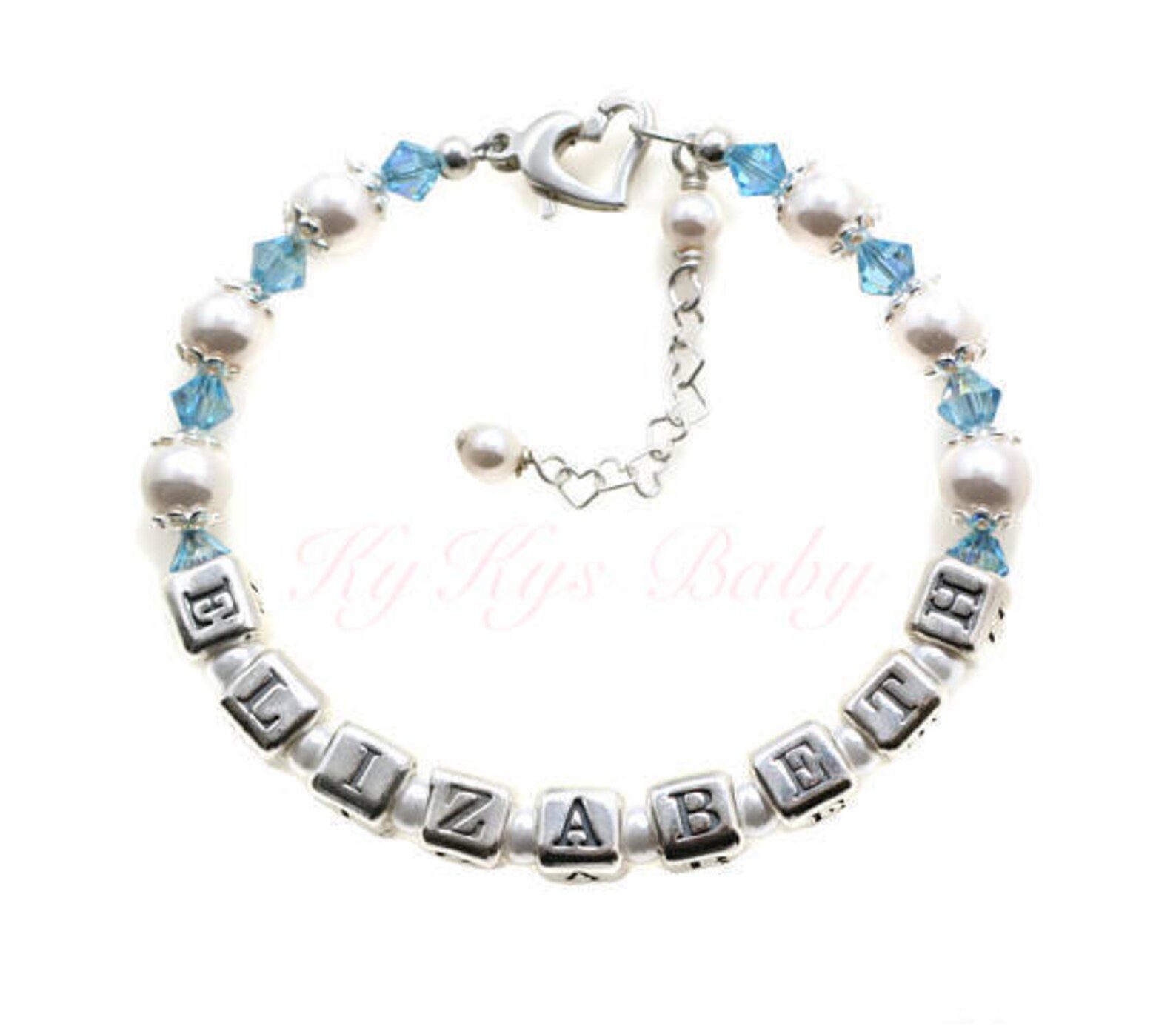 Baby Birthstone Bracelet Name Bracelet Sterling Silver Etsy