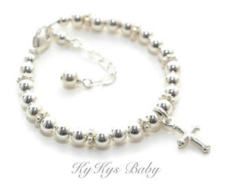 Baby Boy Baptism Gift Sterling Silver Baptism Bracelet for Boy Baby Boy Keepsake Gift FREE Gift Box Sterling Silver Baby Bracelet