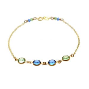 Birthstone Bracelet for Mom, 14k Solid Gold Bracelet, Wife Christmas Gift, Mother Jewelry, Grandma Gift, Fine Jewelry, Family Bracelet