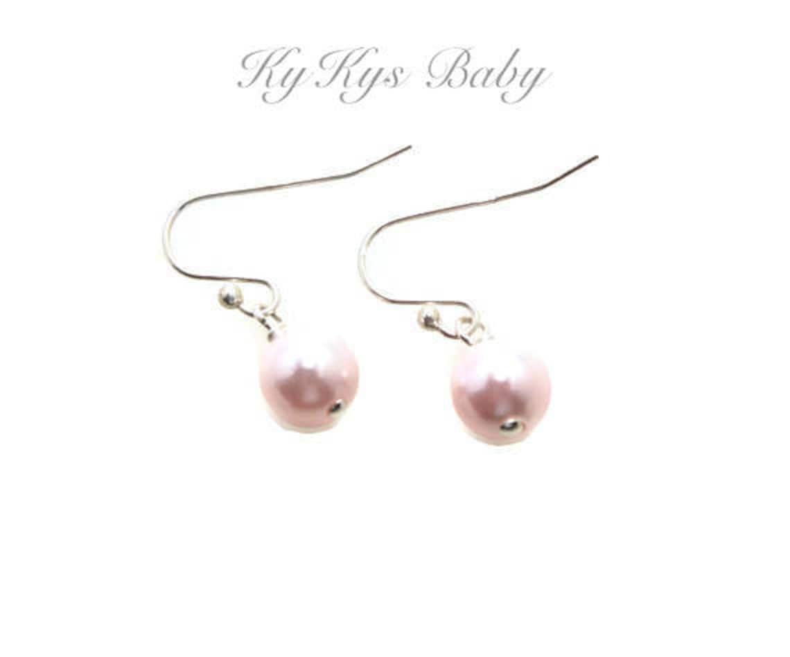 Pearl Drop Earrings Little Girl Pearl Earrings Sterling Silver Etsy
