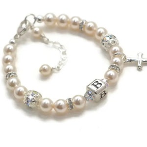 Personalized Baptism Bracelet, Christening Bracelet, Baptism Jewelry, Personalized Christening Gift, Cross Baby Bracelet, Included Gift Box