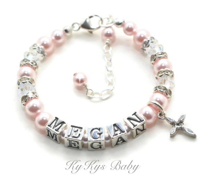Baby Bracelet Personalized Baptism Bracelet Custom Name Etsy