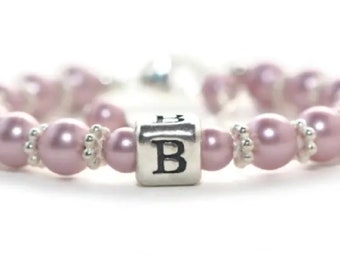 Little Girl Gift Personalized Baby Bracelet Baby Initial Bracelet STERLING SILVER Gift for Granddaughter from Grandparents 1st Birthday Gift