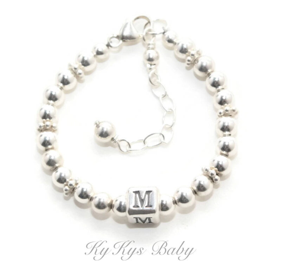 Sterling Silver Initial Bracelet Baby Bracelet Baby Boy Etsy