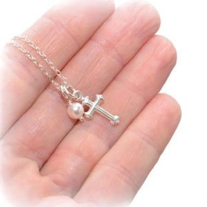 Baptism Necklace - Christening Necklace - Sterling Silver Cross Necklace - Baby Girl Baptism Gift - Baptism Jewelry - First Communion Gifts