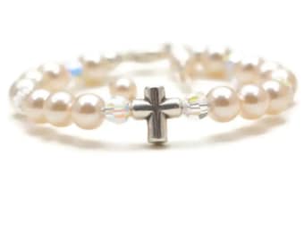 Baby Girl Cross Bracelet Silver, Baptism Gifts, Baby Bracelet with Cross, Cross Jewelry Girl Bracelet, Christening Gifts, Baptism Bracelet