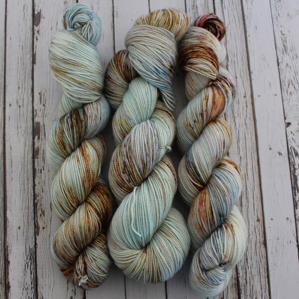 Twist Sock "O' Sailor" | 80/20 Superwash Merino/Nylon | Fingering Weight | Speckled Hand Dyed Sock Yarn | Blues, Browns