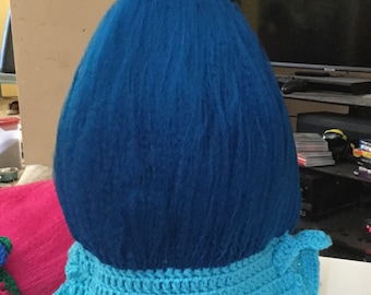 Handmade Happy Branch Trolls crocheted Hat, holiday/Christmas gift, holiday picture prop, childs wig