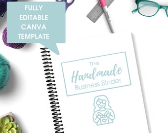 Editable Handmade Business Binder - DIY Business Details - Crochet Business Tools - Canva Template