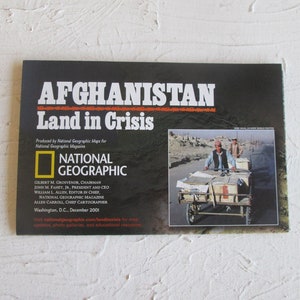 Vintage 2001 National Geografisch Afghanistan Land in Der Krise Ergänzung Faltpapier Karte Poster Konflikt Afghanische Geschichte Krieg Pakistan Asien Karte