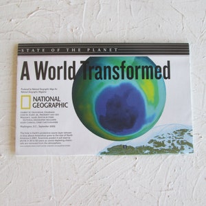 Vintage 2002 National Geographic State of the Planet Een wereld getransformeerd supplement gevouwen papieren kaart Poster Milieucrisis Mensheid