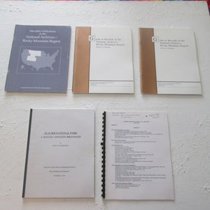 Lot of Five Vintage 1990s Rocky Mountain Region USA Research Guides Guide to Records In the National Archives Glacier Park American West