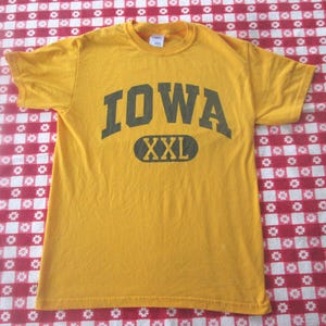 Vintage University of Iowa T-Shirt Yellow Iowa Hawkeyes Shirt Small Iowa City College Garb Graduation Gift Big 10 Midwest College Sports