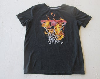 Flaming Basketball Hoop T-Shirt, Old Navy Active, Kids Large
