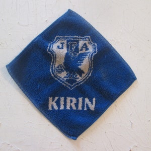 Vintage 1996 Japan Football Association Kirin Beer Hand Towel Washcloth Japanese Soccer JFA Logo Yatagarasu 3 Legged Raven National Team