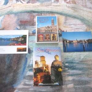 Lot of Italy Postcards & Folding Accordion Postcard Booklets Rome Basilica di Santa Maria Maggiore And Republic of San Marino Book Lake Como