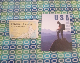 Pair of Vintage USA Maps National Geographic Federal Lands In The Fifty States & US Department of State USA Map American History Geography