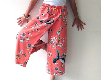 Summer wide pants, floral wide Leg Pants, palazzo pants, wide leg trousers, maxi pants, Bohemian Pants, vacation, honeymoon look, wedding