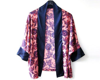 Beach Cover Up, Floral Kimono, Pink Cardigan, Unique Spring Jacket, Short Boho Kimono, Spring Kimono, Plus Size Kimono, Honeymoon Fashion