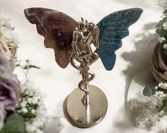 Amethyst/Amazonite Devil - Angel Wings,  Hand Carved, Natural Crystal, Lovers
