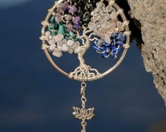 Tree Of Life Custom Made To Order Natural Gemstone & Crystal Car/Home Airfresher Hanging Charm