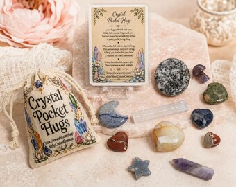 Crystal Pocket Hugs, Natural Hand Carved Stones, Positivity Comfort Gift