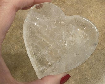Heart Shaped Natural Clear Quartz Trinket Dish 161g,