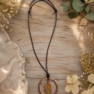 Natural Copper & Golden Healer Quartz Necklace 50mm Diameter- Healing- Strength- Transformation- Metaphysical-Positive Energy image 3