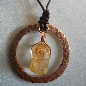 Natural Copper & Golden Healer Quartz Necklace 50mm Diameter- Healing- Strength- Transformation- Metaphysical-Positive Energy image 4