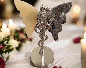 Yellow Calcite/Yooperlite Devil - Angel Wings. Hand Carved, Natural Crystal, Lovers
