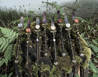 Natural Flourite Crystal Magic Wand, Handcrafted,Fantasy Wizard, Gothic Sorcerer Scepter, Crystal Fairy Wand. Witch Magic, Reiki Healing