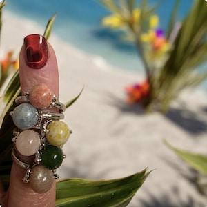 Crystal Fidget Rings (Adjustable) Spinning Ball.  Natural Stone, Metaphysical Properties, Crystal Jewlery, Gemstone Jewlery