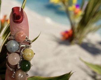 Crystal Fidget Rings (Adjustable) Spinning Ball.  Natural Stone, Metaphysical Properties, Crystal Jewlery, Gemstone Jewlery