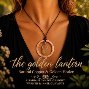 Natural Copper & Golden Healer Quartz Necklace 50mm Diameter- Healing- Strength- Transformation- Metaphysical-Positive Energy