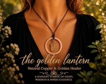 Natural Copper & Golden Healer Quartz Necklace 50mm Diameter- Healing- Strength- Transformation- Metaphysical-Positive Energy