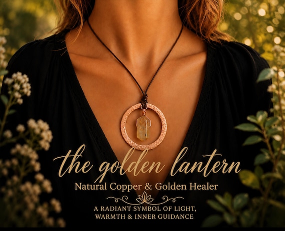 Natural Copper & Golden Healer Quartz Necklace 50mm Diameter- Healing- Strength- Transformation- Metaphysical-Positive Energy