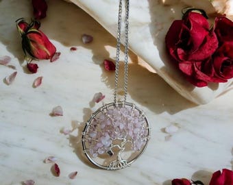 Tree Of Life Custom Made Natural Gemstone & Crystal Rearview Mirror Hanging Charm
