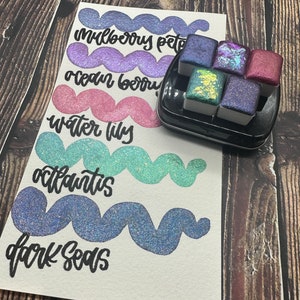 Ocean Orchid Collection 5 Color Set 2ml Half Pan Size Handmade Watercolor Hydracolour Artist Paint Palette