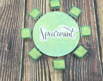 Spearmint Green Shimmer/Metallic Handmade Watercolor Paint Half Pan